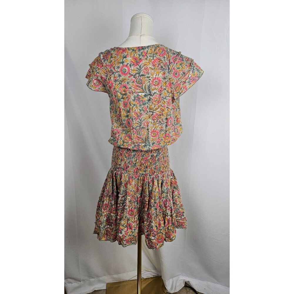 Perry Walker Collective Jenny Mini Dress Size 6 size 8 Boho Floral Green Pink - Picture 2 of 12